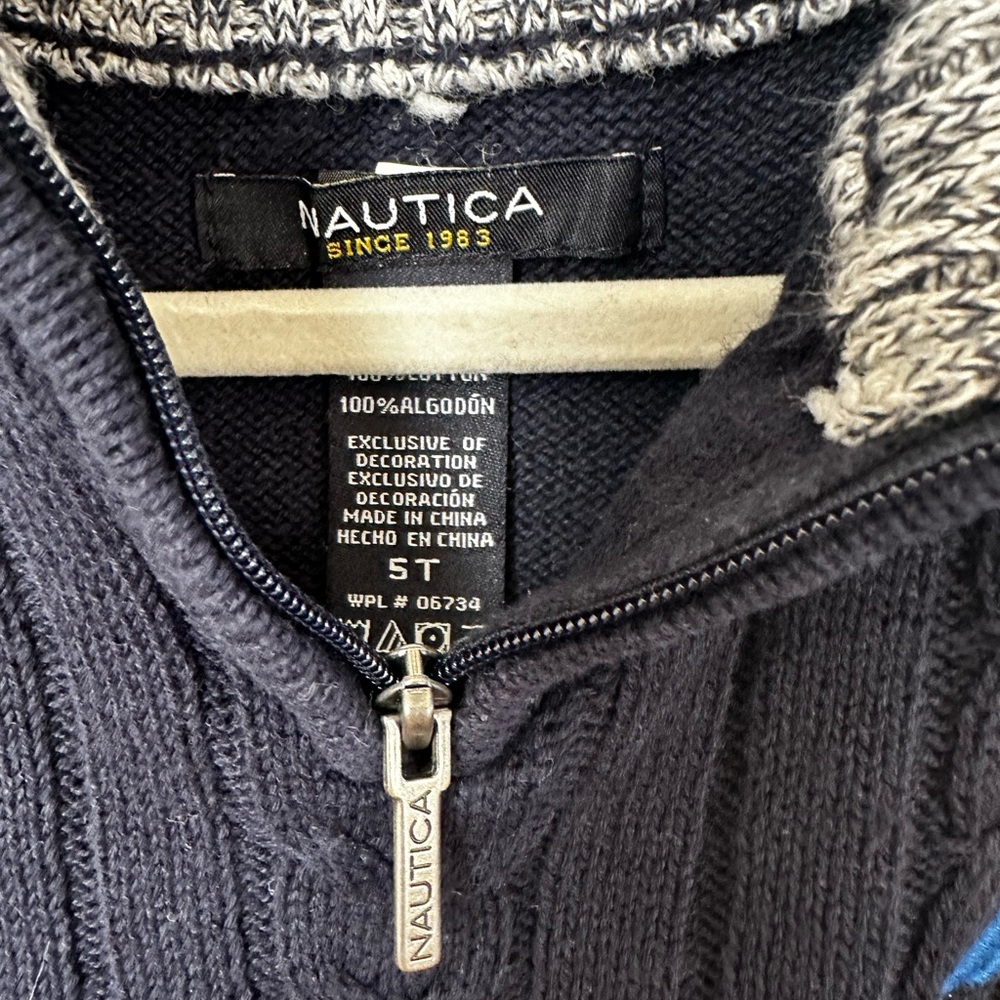 Nautical boys pullover navy blue cotton sweater size 5T